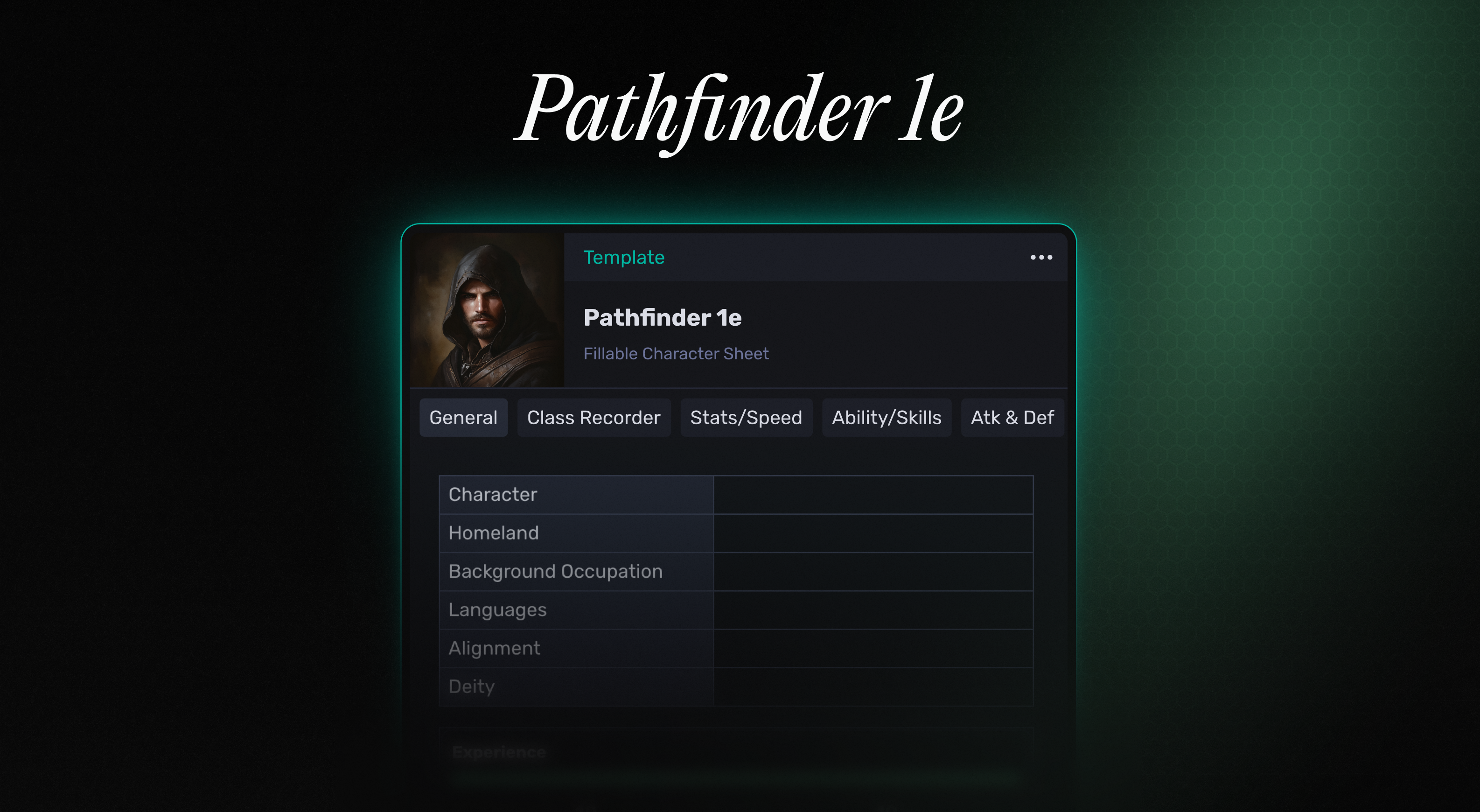 Pathfinder 1e Character Sheet Template